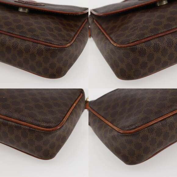 CELINE Macadam Canvas Shoulder Bag Pvc Leather Brown Gold - Picture 10 of 13